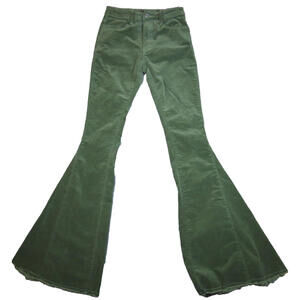 Saints & Hearts Green Corduroy Bell Bottom Womens Sz XS Boho Hippie Retro